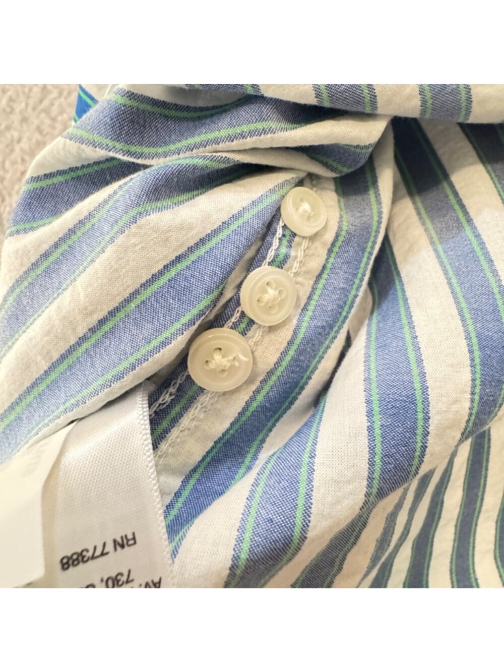 Y2K J. Crew Reimagined Blue Teal Striped Women's M Cotton Shirt Classic Preppy - Picture 12 of 13